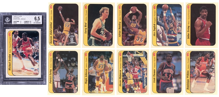 1986-87 Fleer Stickers Complete Set (11) Including Jordan - BGS EX-MT+ 6.5